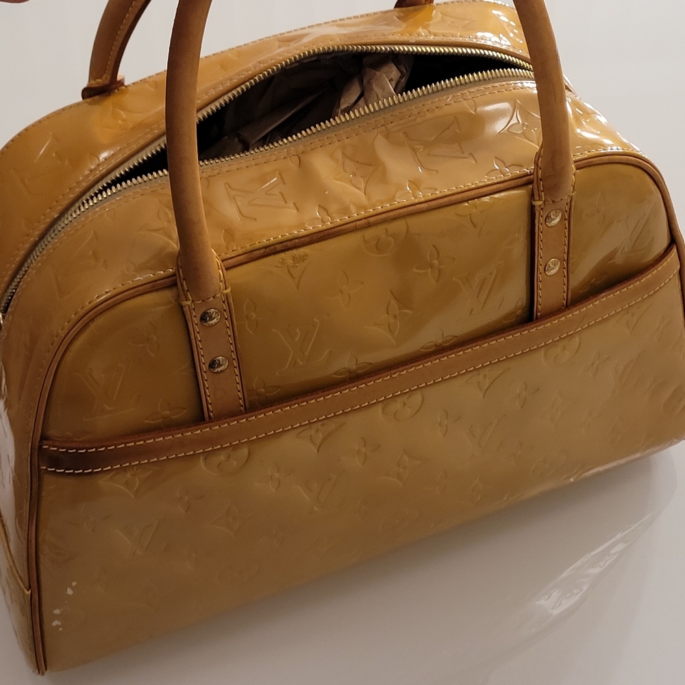 Louis Vuitton Monogram Vernis Yellow Bowling Style Handbag See Pics - Picture 9 of 16